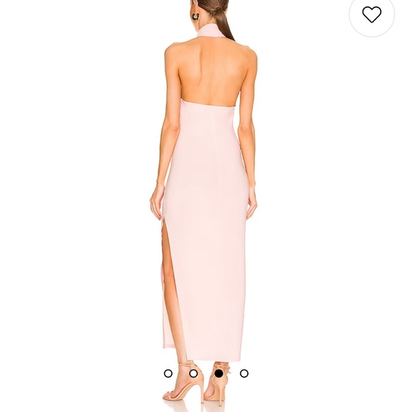 Norma Kamali Halter Turtle Side Slit Gown in Blush - Picture 4 of 5